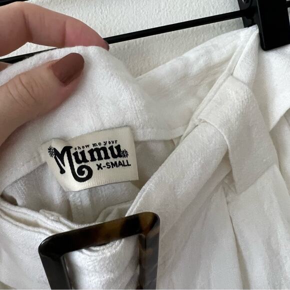 Show Me Your Mumu Percy Belted High Rise Shorts in White - Picture 4 of 7